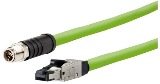 Metz Connect 142M6x18050 M12 Netværkskabel Patchkabel Cat 6A Sf/Utp 5.00 M Grøn Pur-Kappe Syrebestandig Ozonbestandig Uv-Bestandig Egnet Til Slæbekæder,