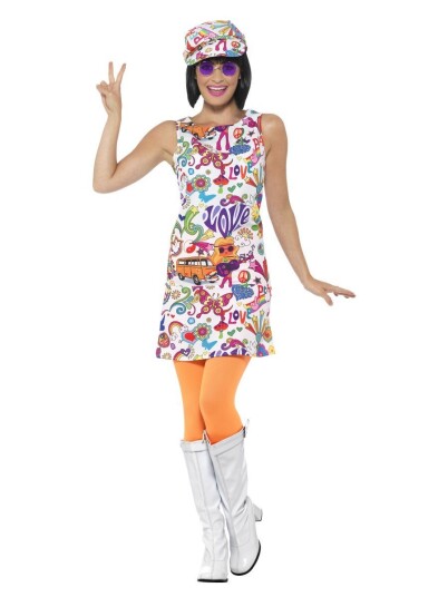 Smiffys 60talls Groovyjente Karnevalskostyme  Medium