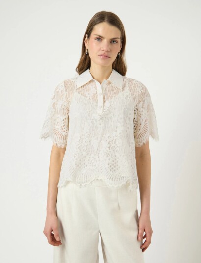 YAS Yaskoi Ss Lace Top   Ex   Cream   40