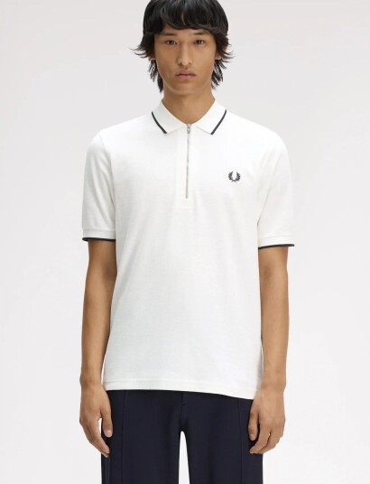 Fred Perry Crepe Pique Polo Shirt White M Fred Perry Crepe Pique Polo Shirt White M
