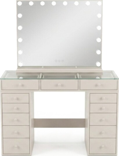 Glow Sminkebord 120 cm med Glow sminkespeil 80 cm Beige Glow Sminkebord 120 cm med Glow sminkespeil 80 cm Beige