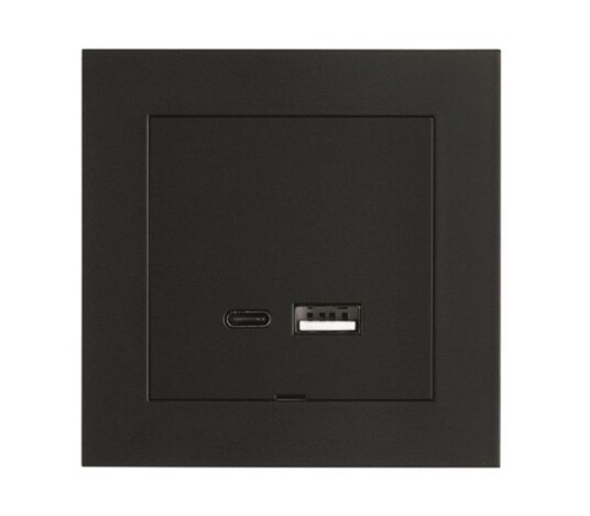 SG USB A+C 3A Lader Innfelt Sort