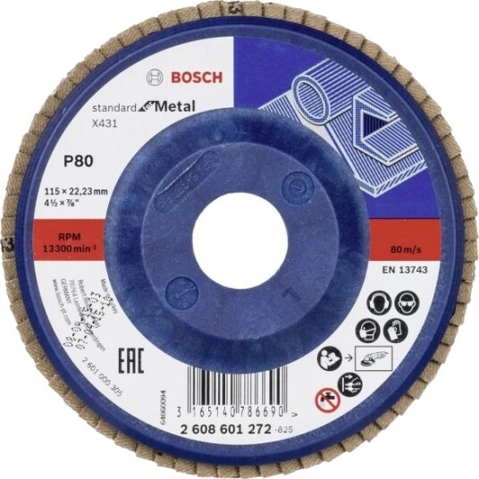 Bosch Lamellslipeskive 115mm K80 Stål Bosch Lamellslipeskive 115mm K80 Stål
