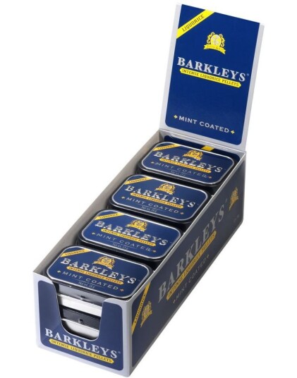 12 stk Barkleys Liquorice Pellets Mint Coated   Intense Små Lakrisdrops med Mintlag   Hel Eske