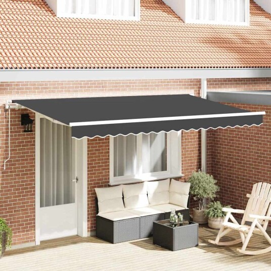 vidaXL Uttrekkbar markise Antrasitt 400 x 200 cm stoff