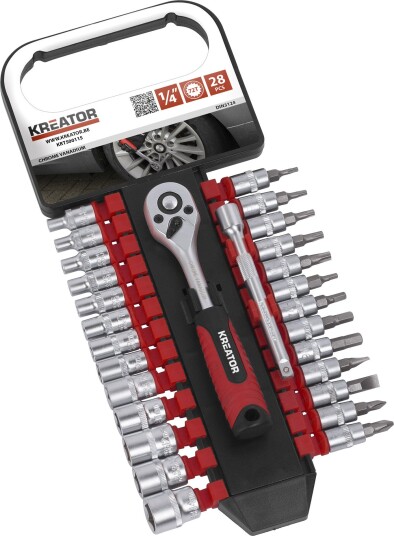 Kreator Pipenøkkelsett 1/4" 4-14 mm 28 Deler