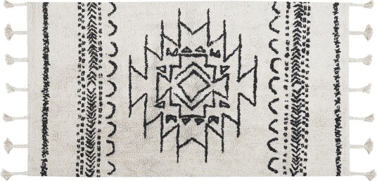 Khouribga Bomullsteppe 80x150 cm - Svart/hvit