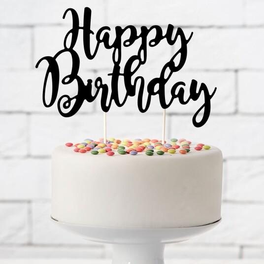 PartyDeco Kakedekorasjon Happy Birthday Svart PartyDeco Kakedekorasjon Happy Birthday Svart