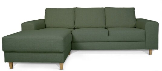 Nordic sofa med sjeselong venstrevent grønn.