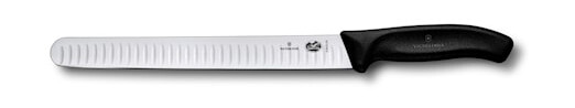 Skinkekniv rifflet 25 cm svart plasthåndtak