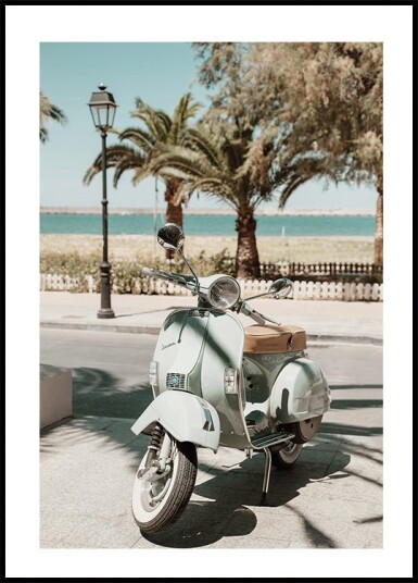 Blue Vespa Scooter Plakat Plakat / 21x30cm