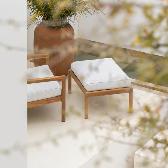 Ethnicraft Jack Fotskammel Teak/Off White Ethnicraft Jack Fotskammel Teak/Off White