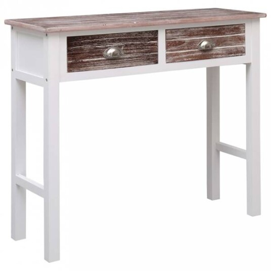 Konsollbord 90x30x77 cm i tre - hvit og brun
