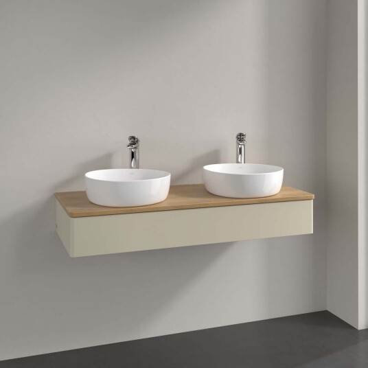 Villeroy & Boch Antao Servantskap med 1 skuff 120x50x19 cm m/lys Grå Matt/Eik