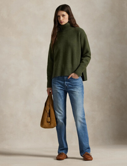 Polo Ralph Lauren Wool-Cashmere Turtleneck Sweater - Green - M