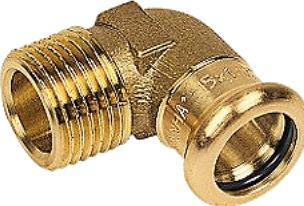 Bøjning 3/4-22Mm 90°M-N Muffe-Nippel Cu Press. M Og V Bakker