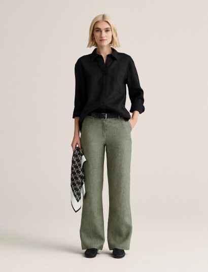 Newhouse Amanda Linen Trousers   Green   42