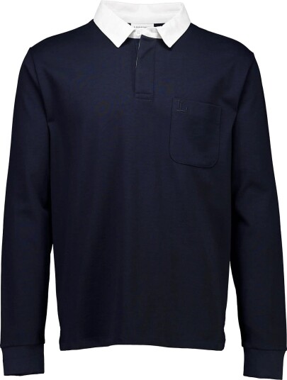 Lindbergh Rugby Sweat Polo With Logo  L/S   Navy   L