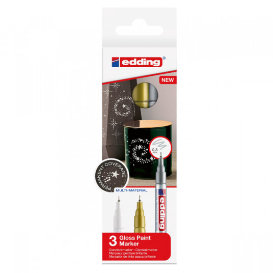 Edding Gloss Paint Marker Extra-Fine 3-set Metallic Edding Gloss Paint Marker Extra-Fine 3-set Metallic