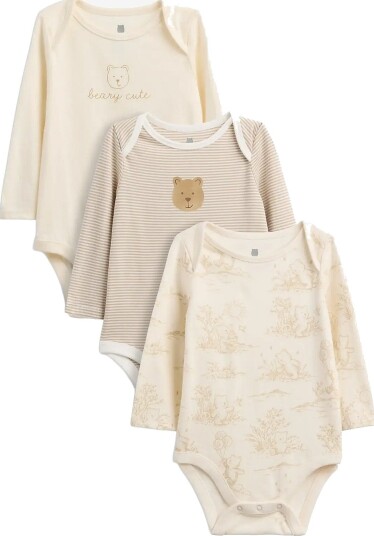 GAP Baby First Favorites Organic Cotton Brannan Bear Bodysuit (3 Pack)   BEDROCK V2   62/74