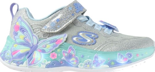 Skechers Blinesko   Bufferfly Bilss   Sølv m. Glitter   Skechers   32   Blinkende sko