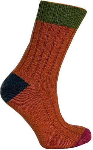 Clemente Merinoull Sokker Lime/oransje   Str. 35/38