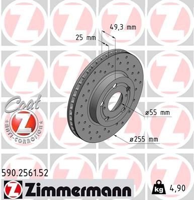 Bremseskive ZIMMERMANN 590.2561.52