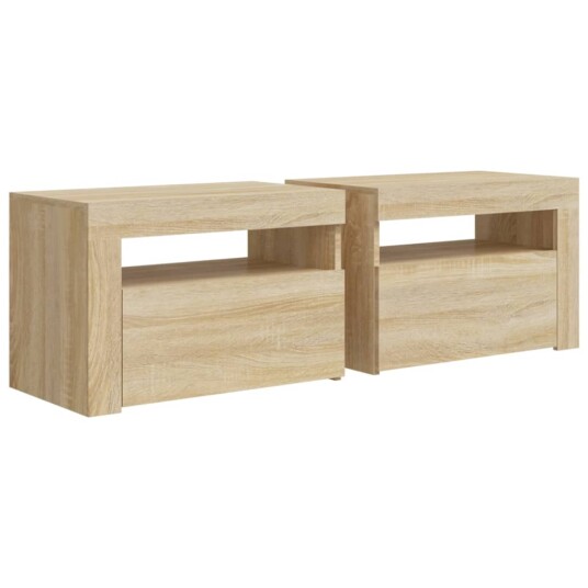 vidaXL Nattbord med LED 2 stk sonoma eik 60x35x40 cm vidaXL Nattbord med LED 2 stk sonoma eik 60x35x40 cm