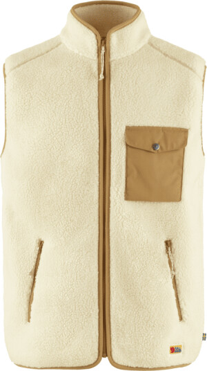 Fjellreven Men's Vardag Pile Fleece Vest L Chalk White-Buckwheat Brown