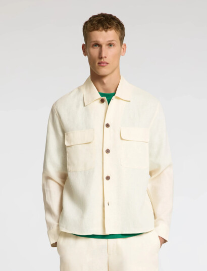 Selected Slhrelaxed-Wyatt Linen Overshirt - Cream - 48