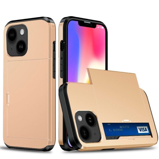 INCOVER iPhone 13 Drop Proof Deksel m. Lommebok - Gull