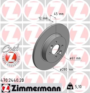 Bremseskive ZIMMERMANN 470.2440.20 Bremseskive ZIMMERMANN 470.2440.20