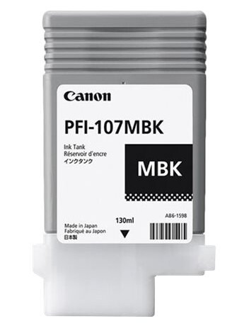Canon Pfi-107 Mbk - 130 Ml - Matt Svart - Original - Blekktank - For Imageprograf Ipf670 Ipf680 Ipf685 Ipf770 Ipf780 Ipf785