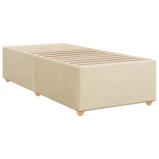 Seng med madrass boksfjær kremhvit 90x200 cm stoff 3285350