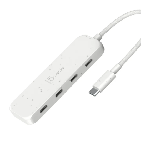 j5create 4 Port USB C Type C Hub USB hub 4 porter Hvit JCH345EW N j5create 4 Port USB C Type C Hub USB hub 4 porter Hvit JCH345EW N