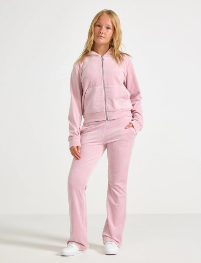 Lindex Utsvängda Byxor I Velour Pink 158