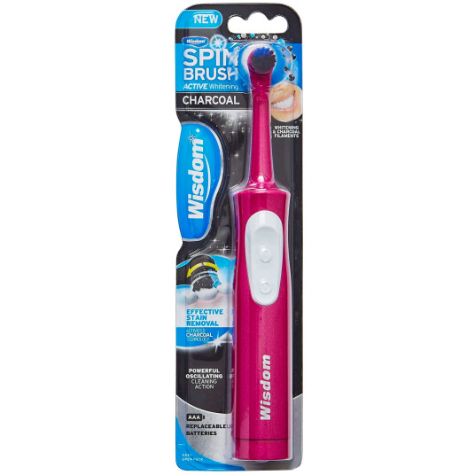 Batteritannbørste WISDOM Spin Brush Whitening Charcoal el tannbørste PINK