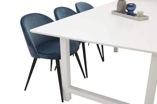 Venture Design Count & Velvet spisegruppe Hvit/svart 6 st stoler & bord 220 x 100 cm