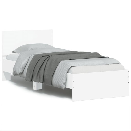 Sengeramme med hodegavl og LED-lys hvit 75x190 cm 8721012241916