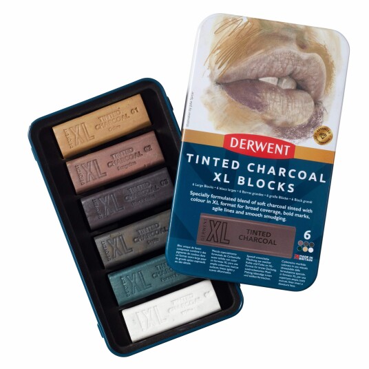 Derwent Tinted Charcoal Xl Blocks Tin Of 6 601057 Derwent Tinted Charcoal Xl Blocks Tin Of 6 601057