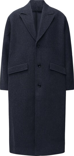 Weekday Oversized Single Breasted Wool Blend Coat NAVY MELANGE S