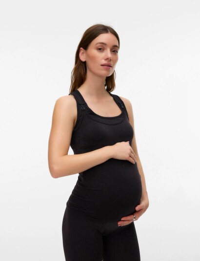 Mamalicious Mlactive Simone Sl Nursing Top 2F   Black   S/M