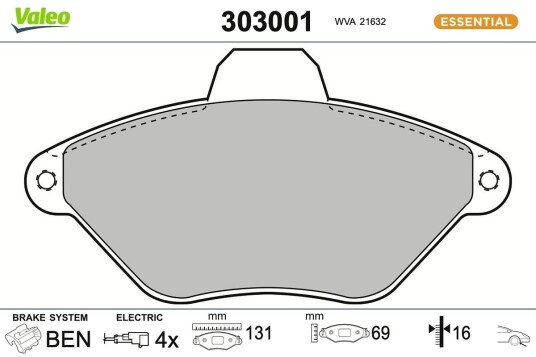 VALEO 303001 Bremseklosser