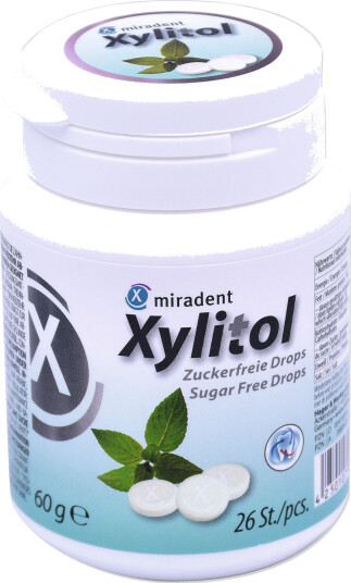 Xylitol tannpleie-sugetabletter MIRADENT Mint boks 26 pcs.