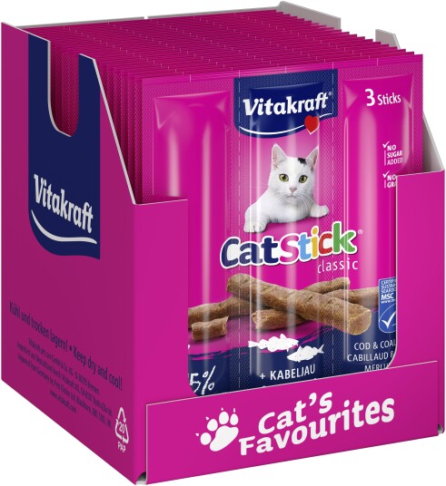 Vitakraft Cat Treats 20 X Cat Stick® With Cod And Coalfish X 3 Sticks 18G (Bundle)