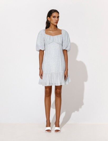 Malina Adeline Draped Mini Dress Grey XS Malina Adeline Draped Mini Dress Grey XS