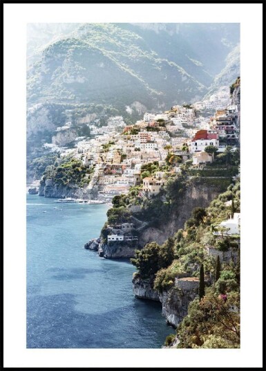 Serene Coastal Village View Plakat Plakat / 100x150cm