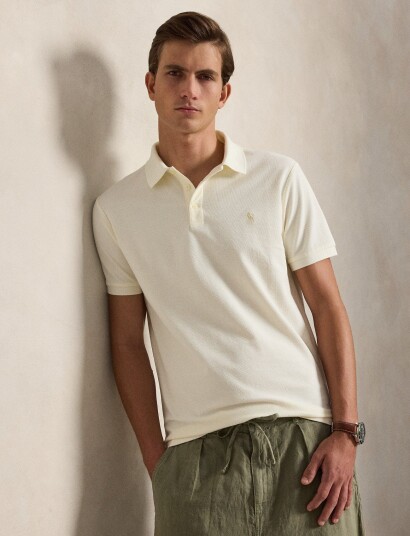 Polo Ralph Lauren Custom Slim Fit Honeycomb Mesh Polo Cream XXL Polo Ralph Lauren Custom Slim Fit Honeycomb Mesh Polo Cream XXL