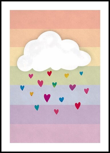 Raining Multicolored Hearts Plakat Plakat / 50x70cm Raining Multicolored Hearts Plakat Plakat / 50x70cm