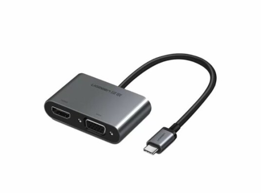 Ugreen Av adapter Adapter Usb c Til Vga + Hdmi 4K 25 Cm sølv